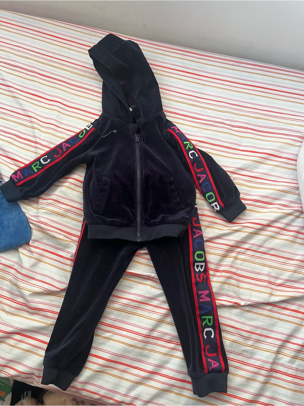 Marc Jacobs Navy Velour Joggers with Drawstring Accents